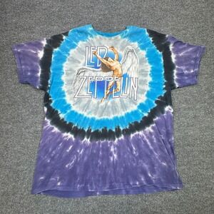 Led Zeppelin Tie Dye T Shirt Men 2XL‎ Purple Blue Angel Icarus Graphic